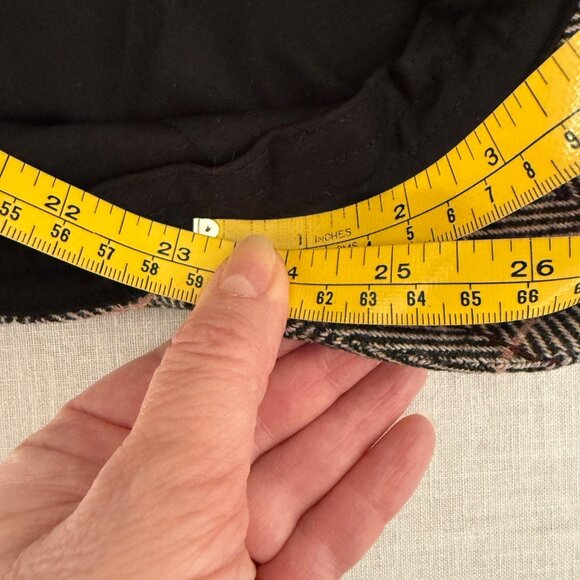 Handmade Mens Large Herringbone Pattern Wool Flat Cap Gray Plaid Newsboy - Picture 8 of 11